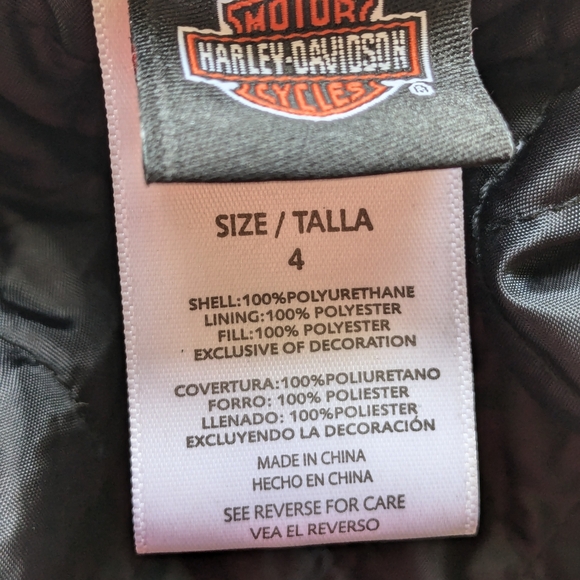 Harley Davidson Youth Jacket PU Size 4 Black Biker M-2 - Picture 13 of 16